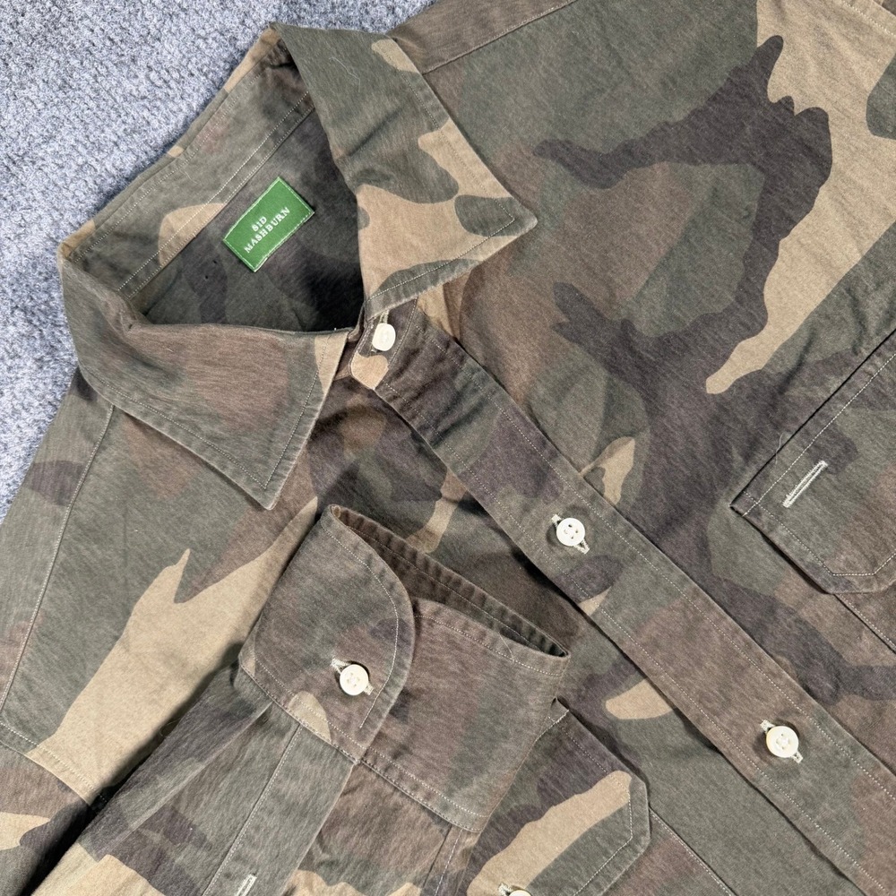 Sid Mashburn Mens Camo Cotton Button Down Shirt Large Green Brown 5191729 #4240
